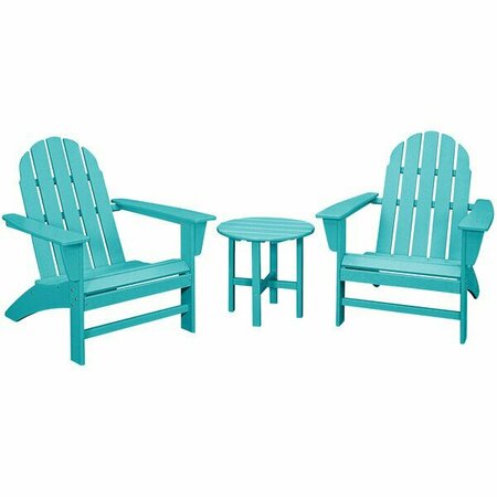 POLYWOOD Vineyard Aruba Patio Set with Side Table and 2 Adirondack Chairs 633PWS3991AR